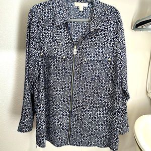 MICHAEL Michael Kors Navy Print Blouse - 2X